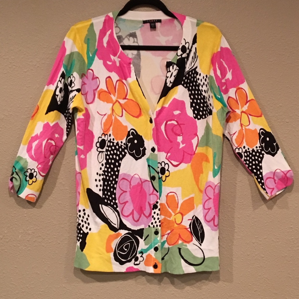 Cyrus Bright Floral Cardigan, size Large